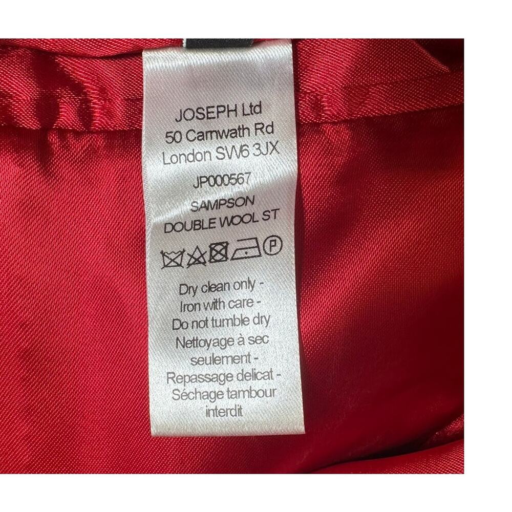 JOSEPH London Red Tailored Wool Blazer Coat Womens Sz 38=6 Designer Jacket NWOT - Picture 8 of 10
